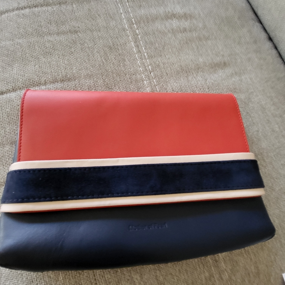 Mother of Pearl leather and suede clutch